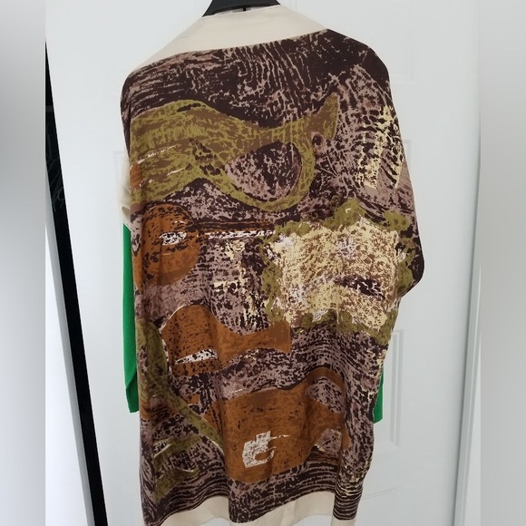 CELINE Green Wool V-Neck Sweater with Silk Foulard Scarf Cape Size Small NWOT - Picture 10 of 13